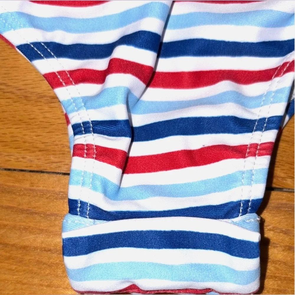 Little English Girls Swimsuit 3-6M Red White Blue Stripe Bow One Piece